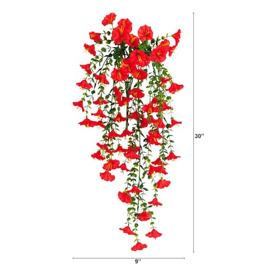 30" UV Resistant Artificial Morning Glory Hanging Plants